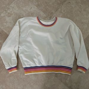 Evereve crewneck sweater with colorful stripes